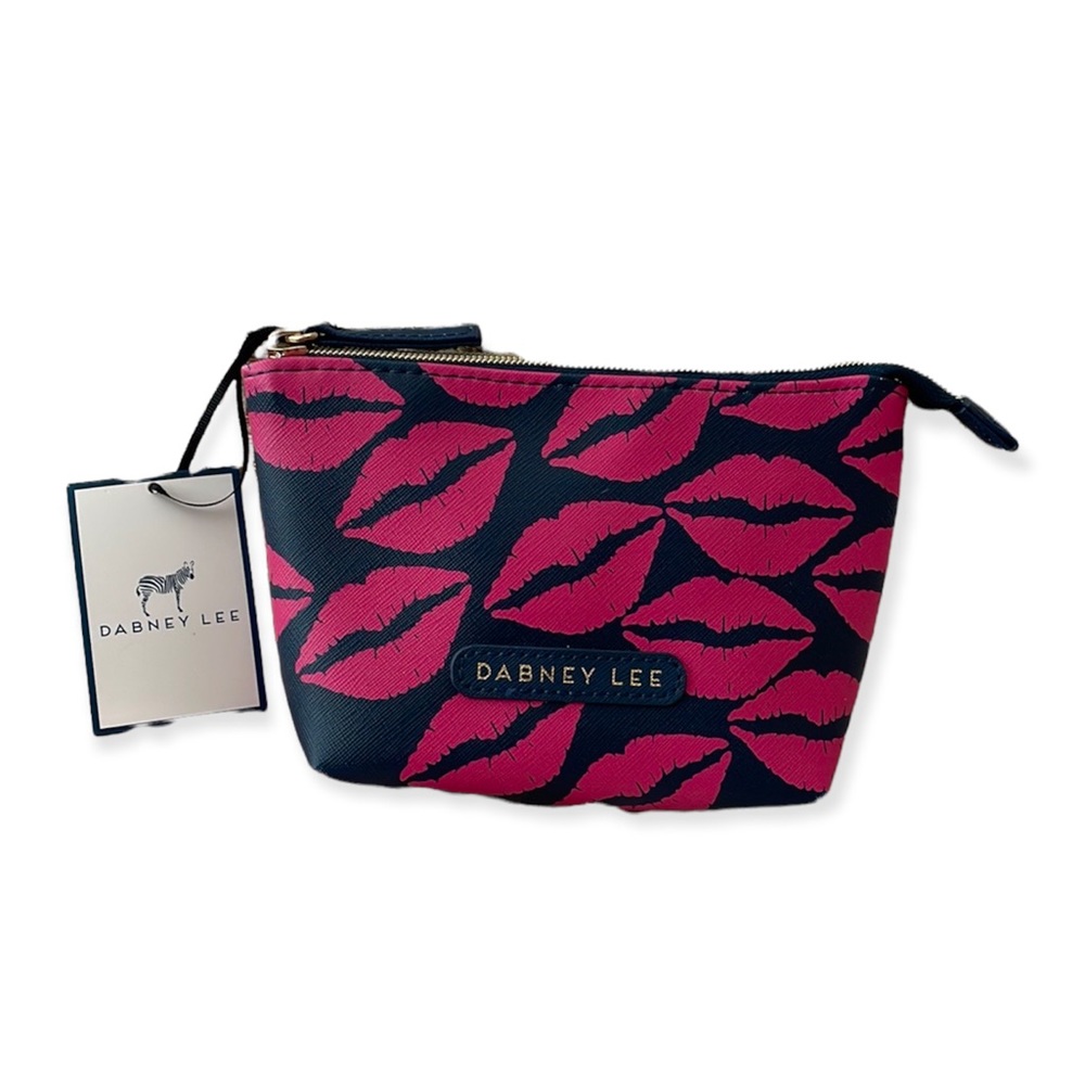 Dabney Lee Makeup Bag 💕💋 navy blue with pink lips